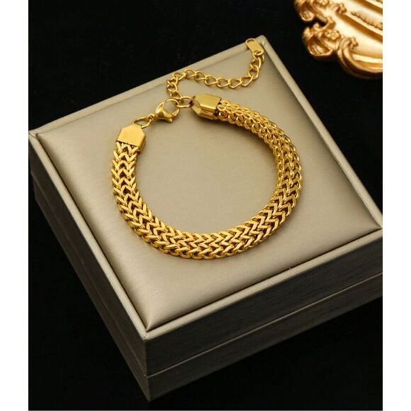 Double Wheat Chain Necklace Bracelet Set - Picture 9 of 11